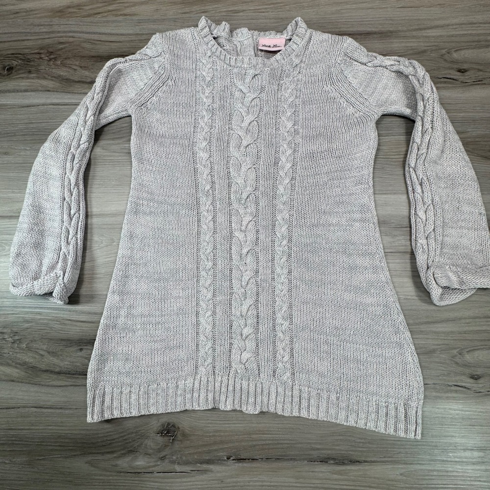 Little Lass Girls Cable Knit Sweater Dress Metallic Sparkle Size 6